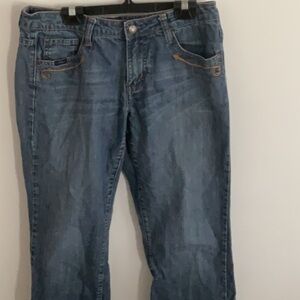 Classic Blue Straight Leg Jeans with Natural Whiskering